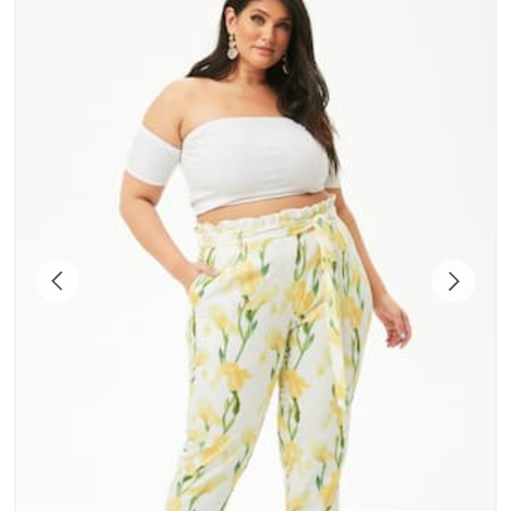 Floral paper bag pants